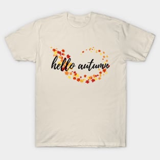 Hello Autumn Fall Time Autumn Leaves T-Shirt